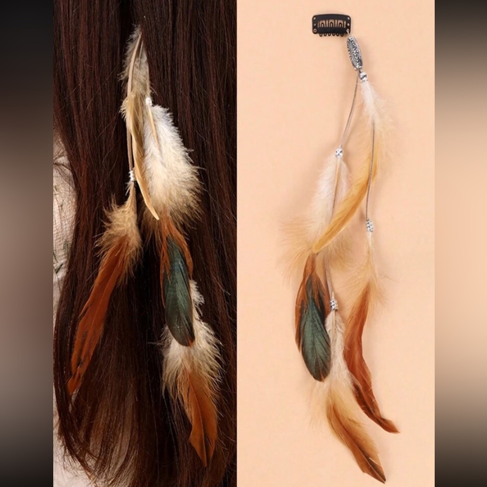 135.  Bohemian Feather Hair Clip